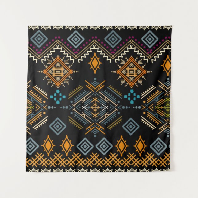 Tapiz Patrón étnico de ornamento boho sin foco (Anverso)