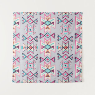 Tapiz Patrón étnico geométrico, acuarela tribal.