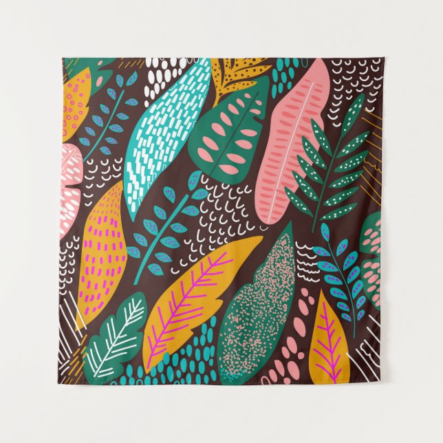 Tapiz Patrón exótico sin foco con plantas tropicales. va (Anverso)