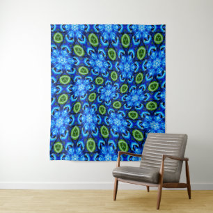 Tapiz Patrón floral azul abstracto