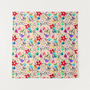 Tapiz Patrón floral color de fondo beige