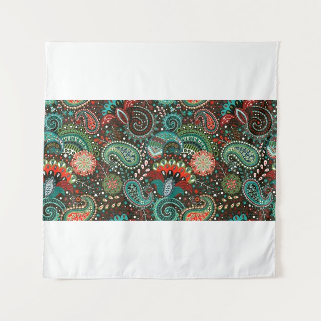 Tapiz Patrón floral continuo con elementos de paisley (Anverso)