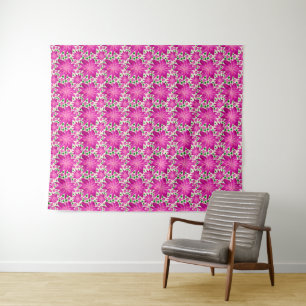 Tapiz Patrón floral continuo de color rosa intenso