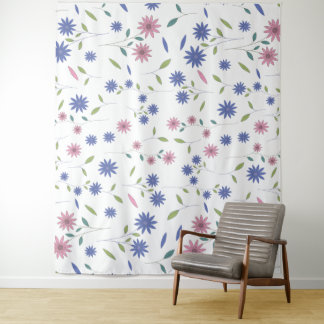 Tapiz Patrón floral continuo de rosa y azul