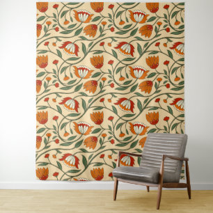 Tapiz Patrón floral continuo sobre fondo beige