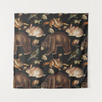 Patrón floral de animales de bosque caprichoso