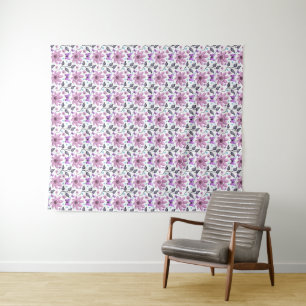 Tapiz Patrón floral de mariposa morada Cottagecore lindo