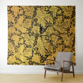Tapiz Patrón floral dorado Flor oriental