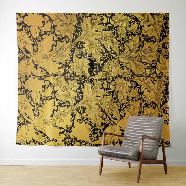 Tapiz Patrón floral dorado Flor oriental (In situ (horizontal))