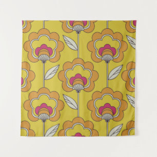 Tapiz patrón floral retro transparente