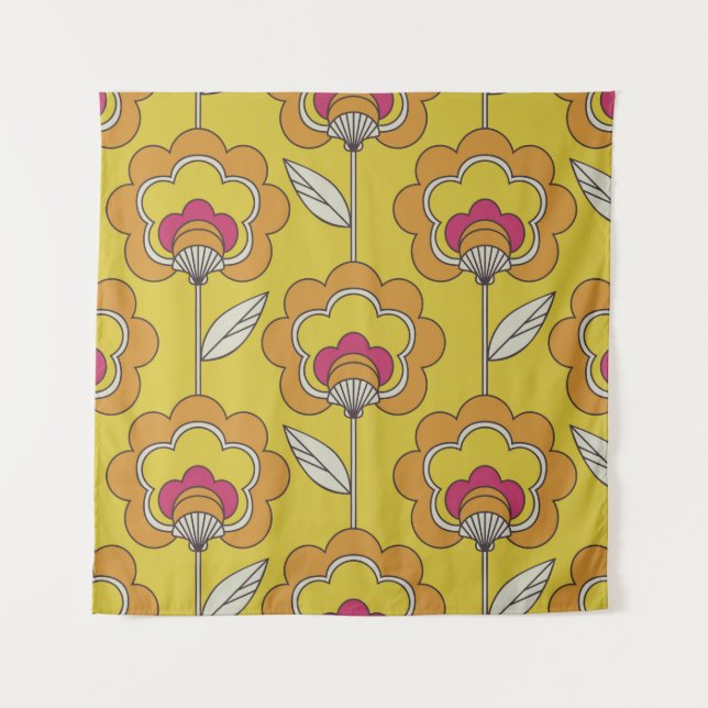 Tapiz patrón floral retro transparente (Anverso)