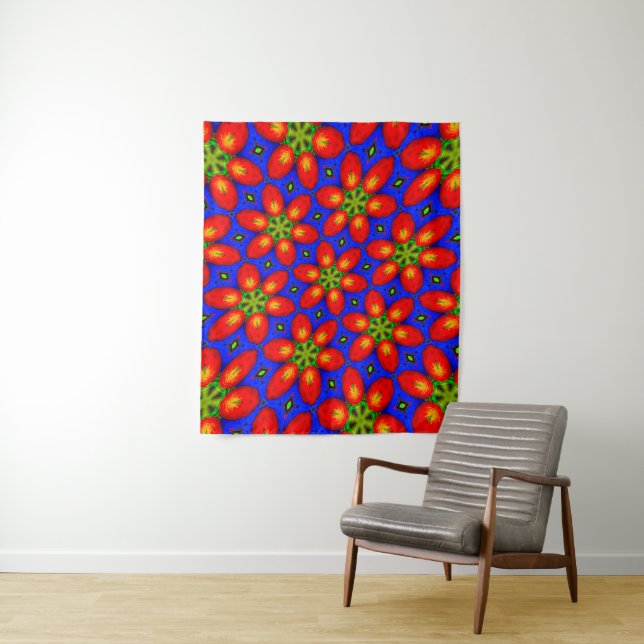 Tapiz Patrón floral rojo curado (In situ)
