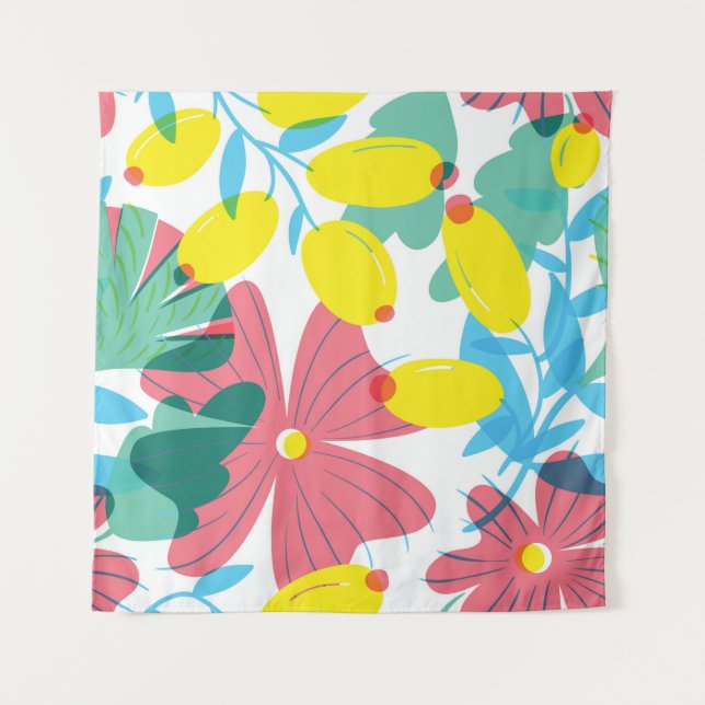 Tapiz Patrón floral sin fisuras con elementos de transpa (Anverso)