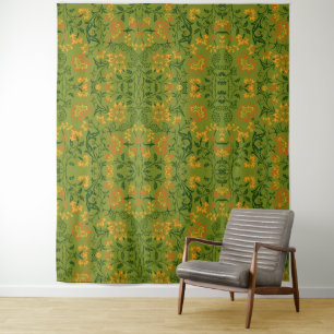 Tapiz Patrón floral vibrante: flores amarillas y naranja