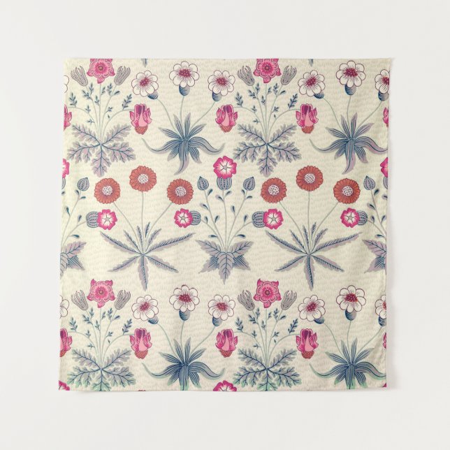 Tapiz Patrón floral William Morris Daisy Naranja rojo (Anverso)