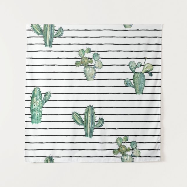 Tapiz Patrón fluido de cactus (Anverso)