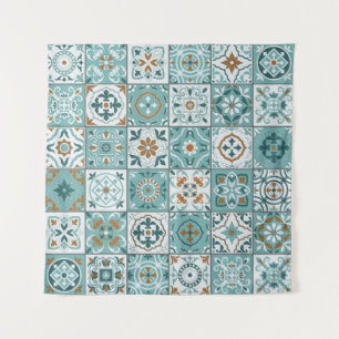 Tapiz Patrón fluido mediterráneo de las baldosas marroqu