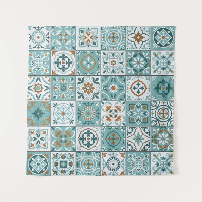 Tapiz Patrón fluido mediterráneo de las baldosas marroqu (Anverso)