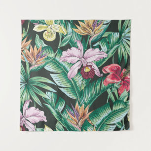 Tapiz Patrón fluido tropical floral sin soldadura con fl
