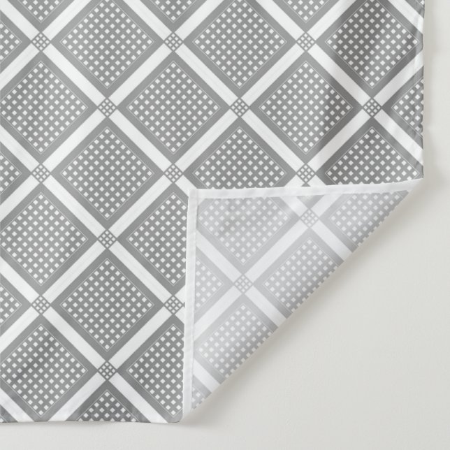Tapiz Patrón geométrico a cuadros gris y blanco (Detalle)