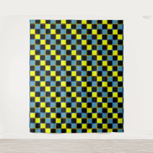 Tapiz Patrón geométrico de color azul amarillo