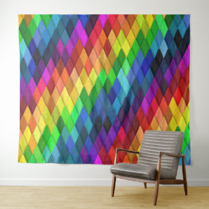 Tapiz Patrón geométrico del diamante arco iris