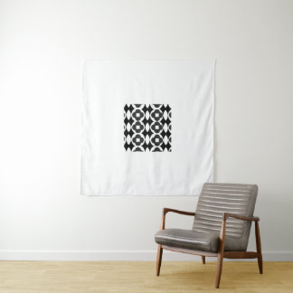 Tapiz Patrón Geométrico en Blanco y Negro Minimalista pa