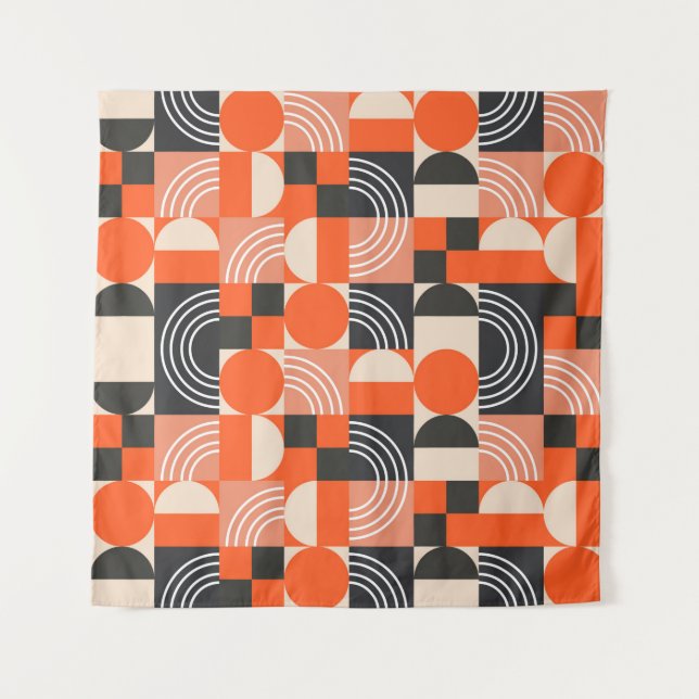 Tapiz Patrón geométrico en bloques de color brillante.  (Anverso)