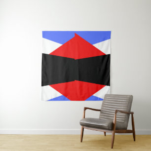 Tapiz Patrón geométrico moderno de arlequín rojo azul y