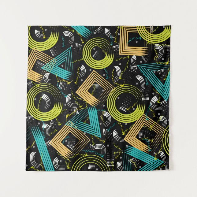 Tapiz Patrón geométrico, retro,90s,abstracto,a (Anverso)