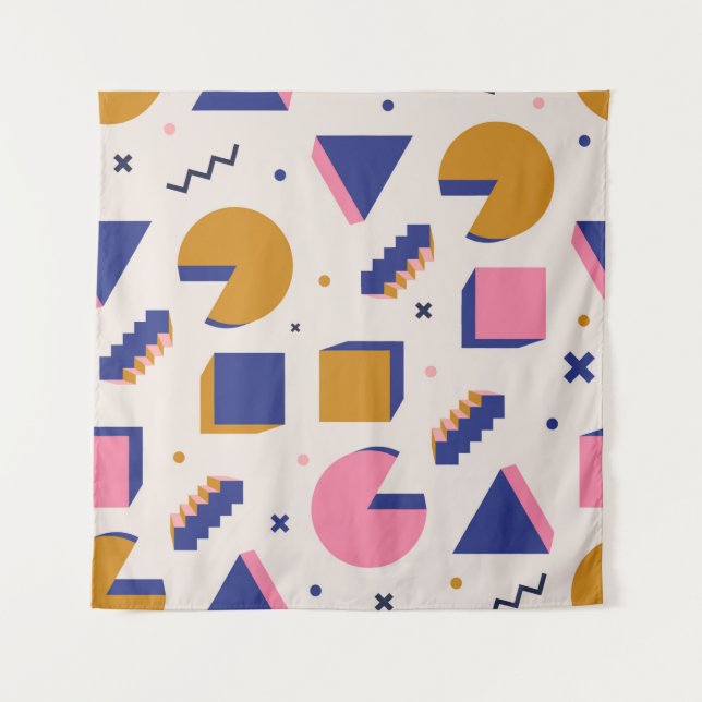 Tapiz Patrón geométrico sin fisuras de Memphis de los 90 (Anverso)