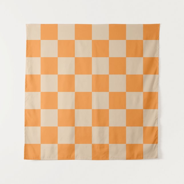 Tapiz Patrón Gingham de naranja controlado (Anverso)