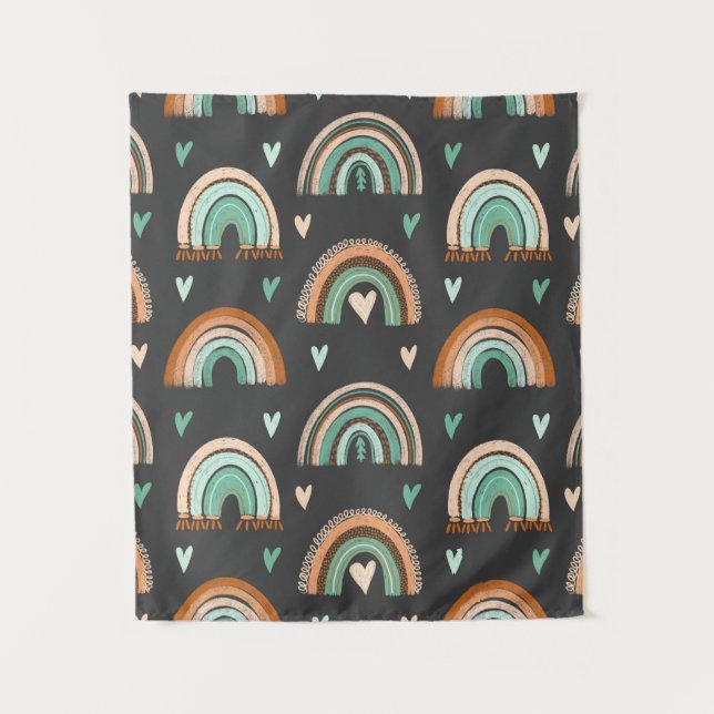 Tapiz Patrón inexorable de corazones dibujados a mano y  (Anverso)