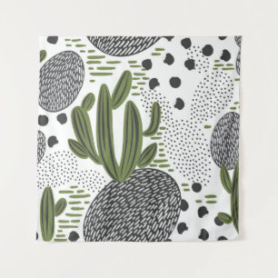 Tapiz patrón ininterrumpido con cactus sobre fondo blanc