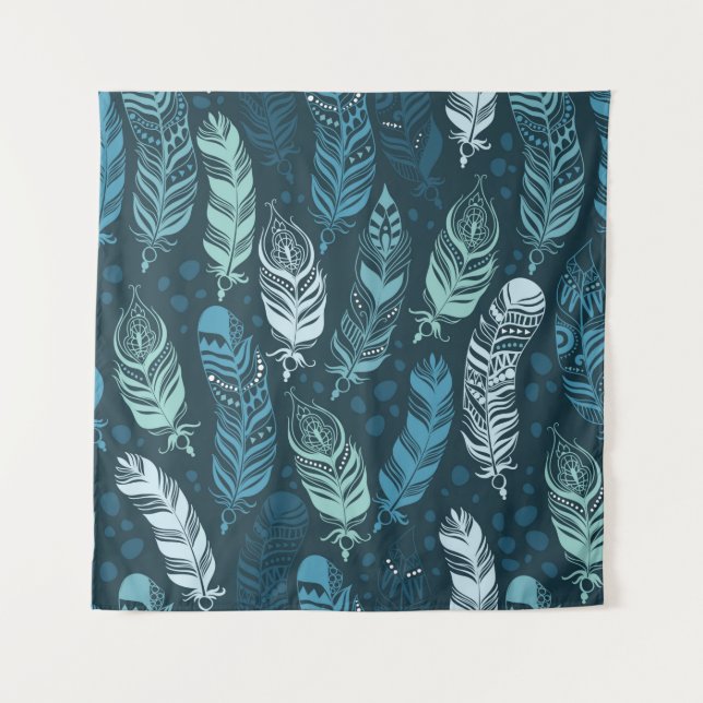 Tapiz Patrón ininterrumpido de plumas étnicas (Anverso)