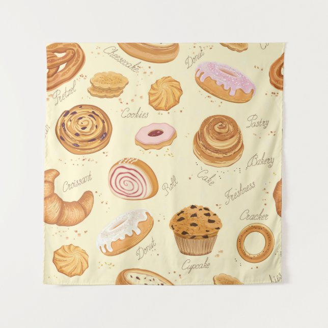 Tapiz Patrón inmaculado con diferentes bollería (Anverso)