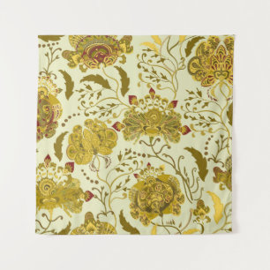 Tapiz Patrón inmaculado, flores indias grandes paisley. 