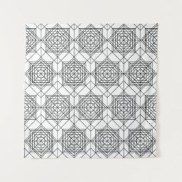 Tapiz Patrón lineal abstracto de color blanco y negro vi