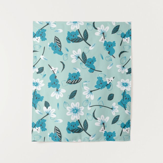 Tapiz Patrón lúdico de Koala Cuta Arte Animal y Natural (Anverso)