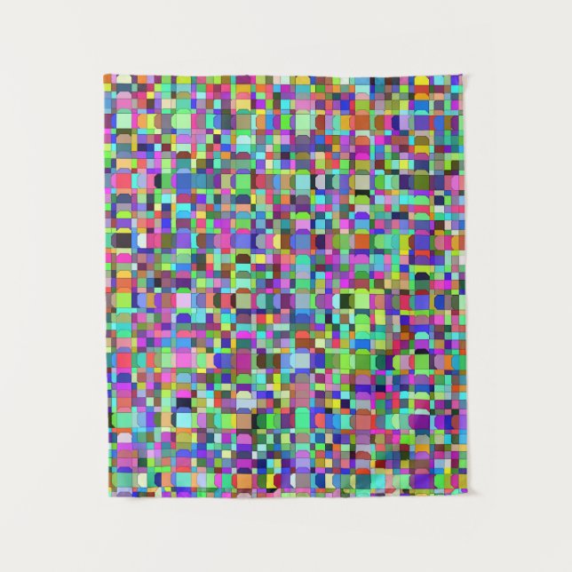 Tapiz Patrón multicolor de formas de cuadrados abstracto (Anverso)