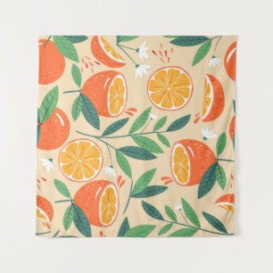 Tapiz Patrón naranja sin inconvenientes, arte vintage ab