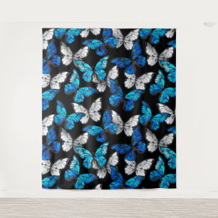 Tapiz Patrón oscuro sin costuras con mariposas azules Mo