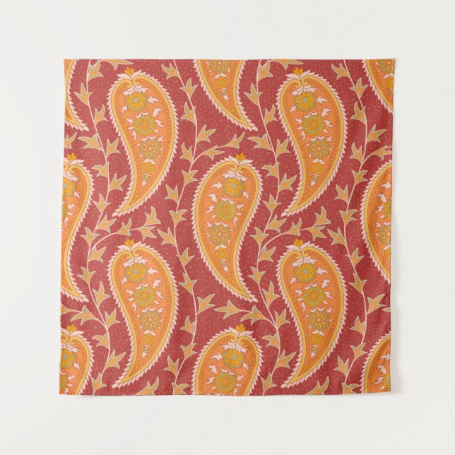Tapiz Patrón Paisley. Número turco. Naranja cimarrón c (Anverso)