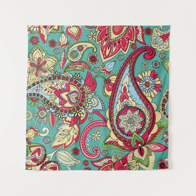 Tapiz Patrón Paisley. Patrón oriental sin foco basado en (Anverso)