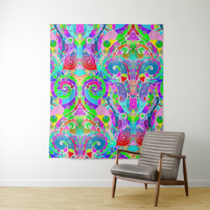 Tapiz Patrón Pintado A Mano Y Digitalmente Art. 22