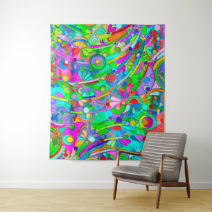Tapiz Patrón Pintado A Mano Y Digitalmente Artículo 18