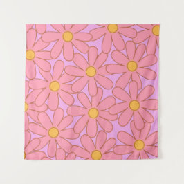 Tapiz Patrón Preppy Púrpura Flor Simple Flor