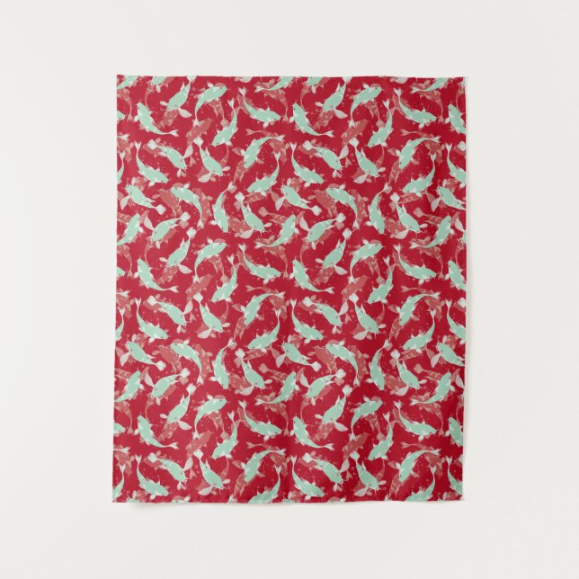 Tapiz Patrón rojo y verde - Koi Fish (Anverso)