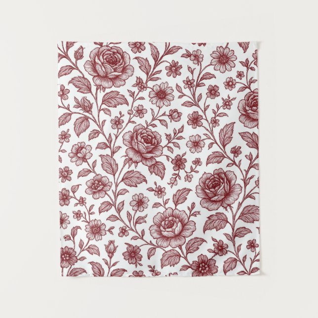 Tapiz Patrón Rosa de color rojo oscuro (Anverso)