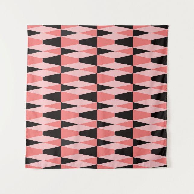 Tapiz Patrón rosa negro geométrico negrita (Anverso)
